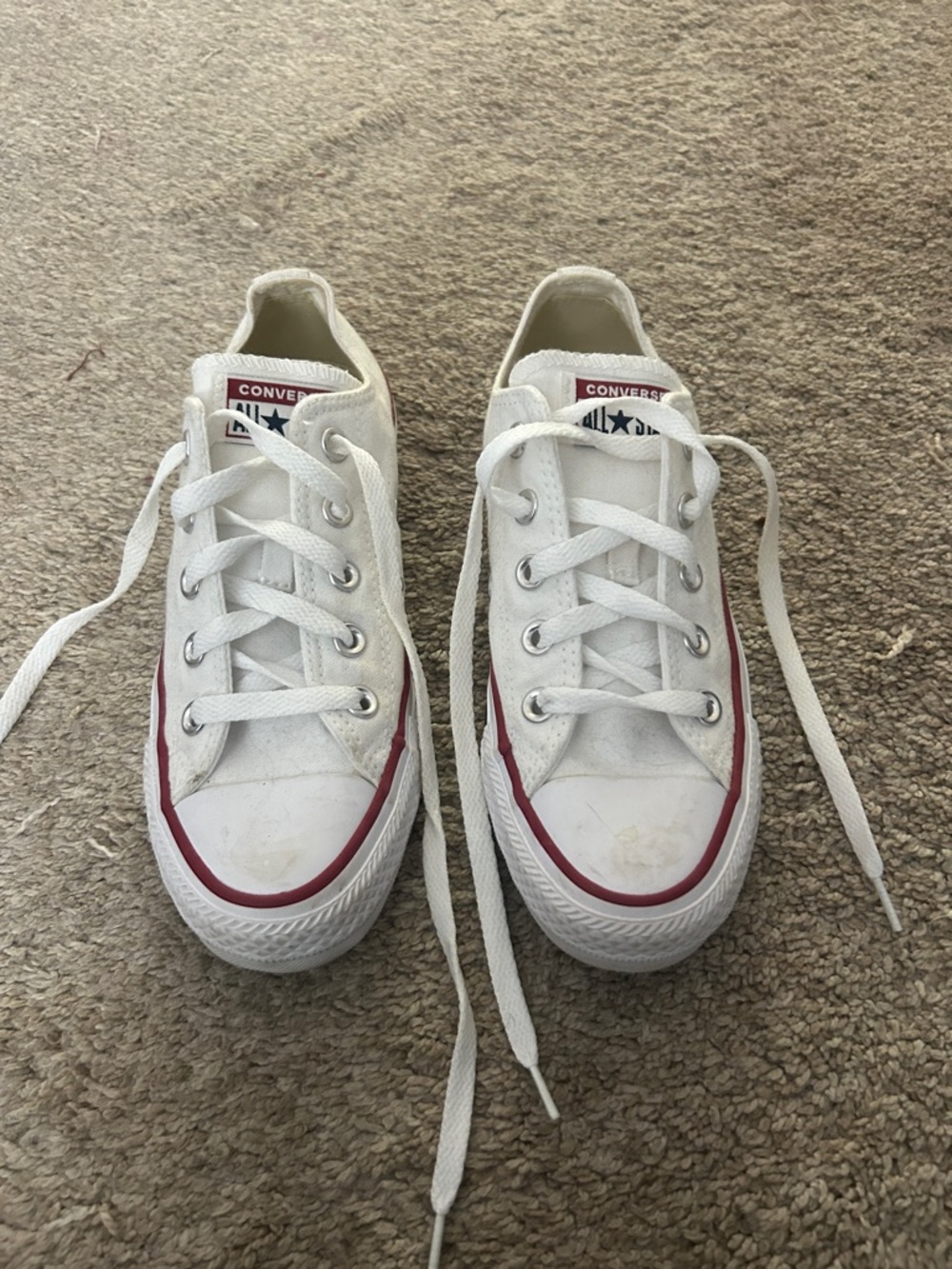 Converse White Low-Top Sneakers with Red Trim